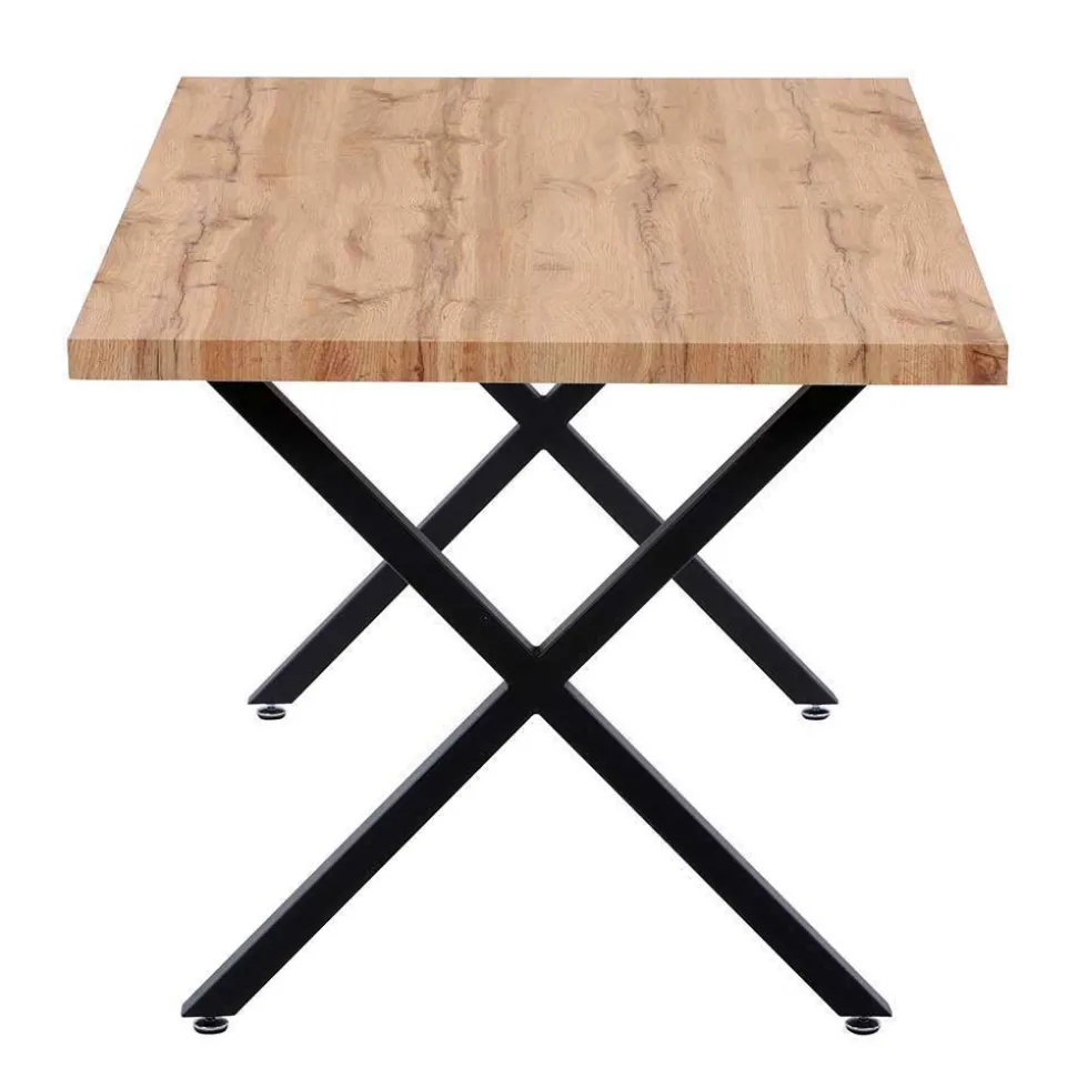 Esstisch mit X-Beinen plus 4 Stühle - Lamon (fünfteilig)