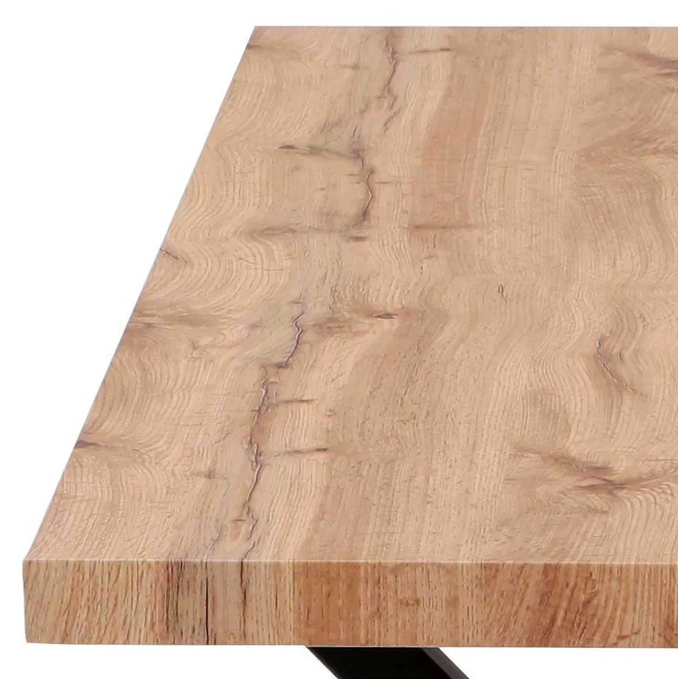 Esstisch mit X-Beinen plus 4 Stühle - Lamon (fünfteilig)