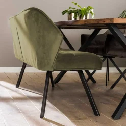 Esstisch Polsterbank in Oliv Grün Samt - Deway