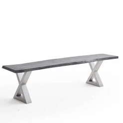Esstisch Sitzbank in Akazie Grau mit Baumkante - Lorencia