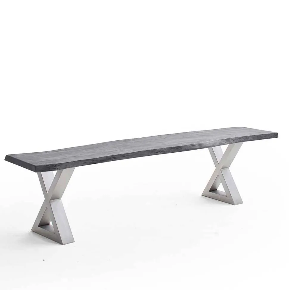 Esstisch Sitzbank in Akazie Grau mit Baumkante - Lorencia