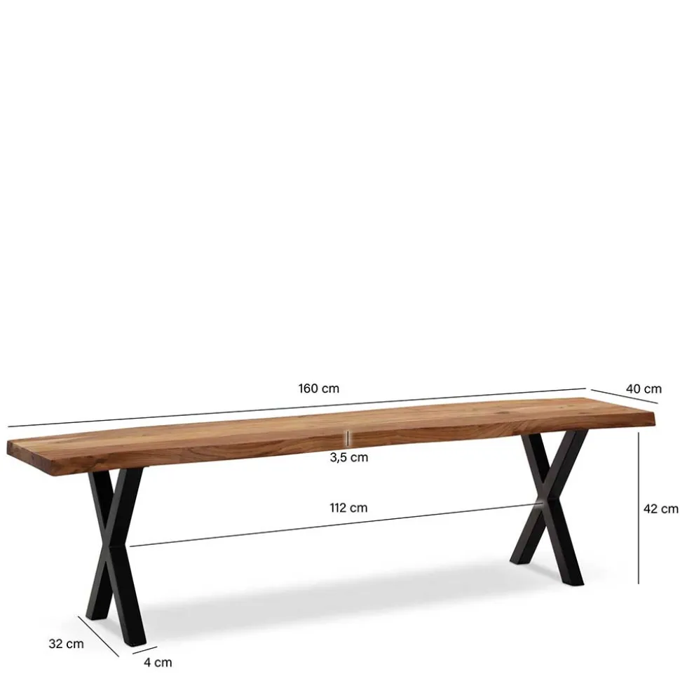 Esstischbank mit X-Beinen - Rajavo