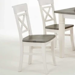 Esstischgruppe Yoan in Weiß Grau Landhaus (fünfteilig)