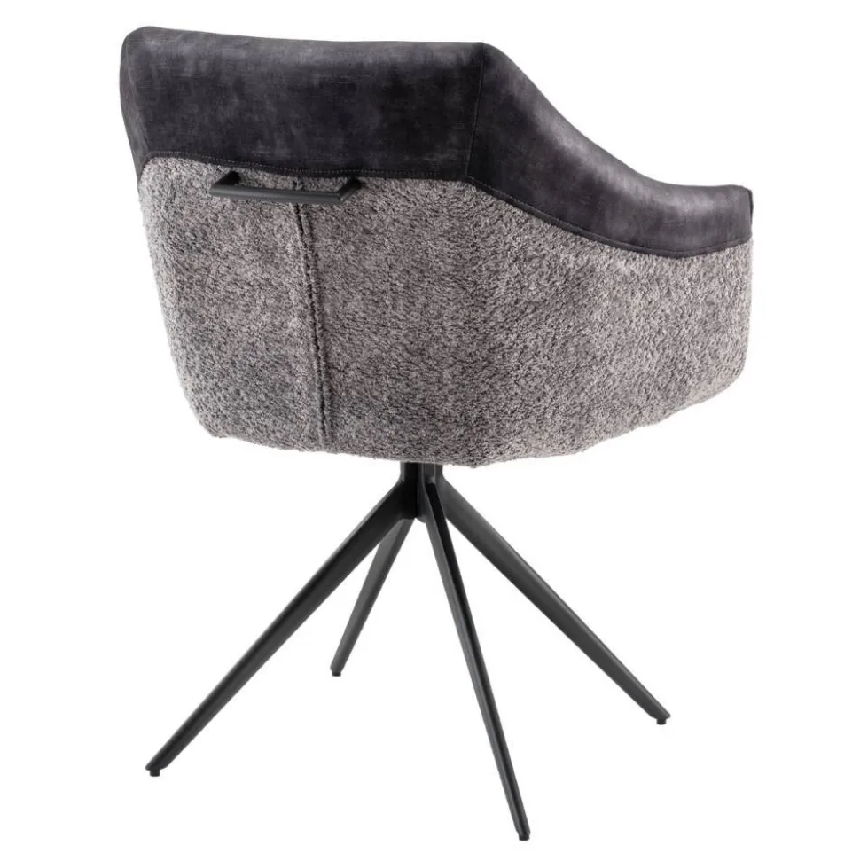 Esstisch-Sessel in Dunkelgrau Material-Mix - Chiak