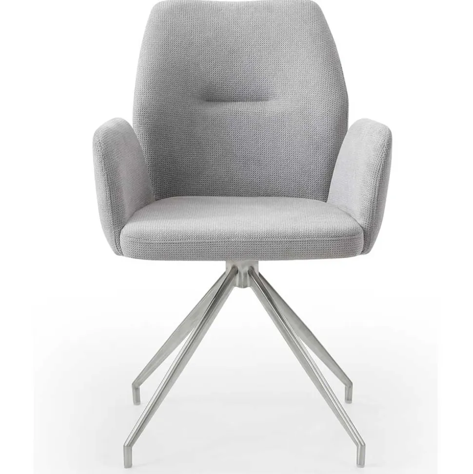 Esszimmer Drehstuhl mit Armlehnen in Hellgrau - Chiety