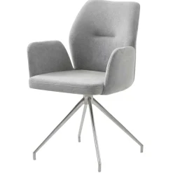Esszimmer Drehstuhl mit Armlehnen in Hellgrau - Chiety