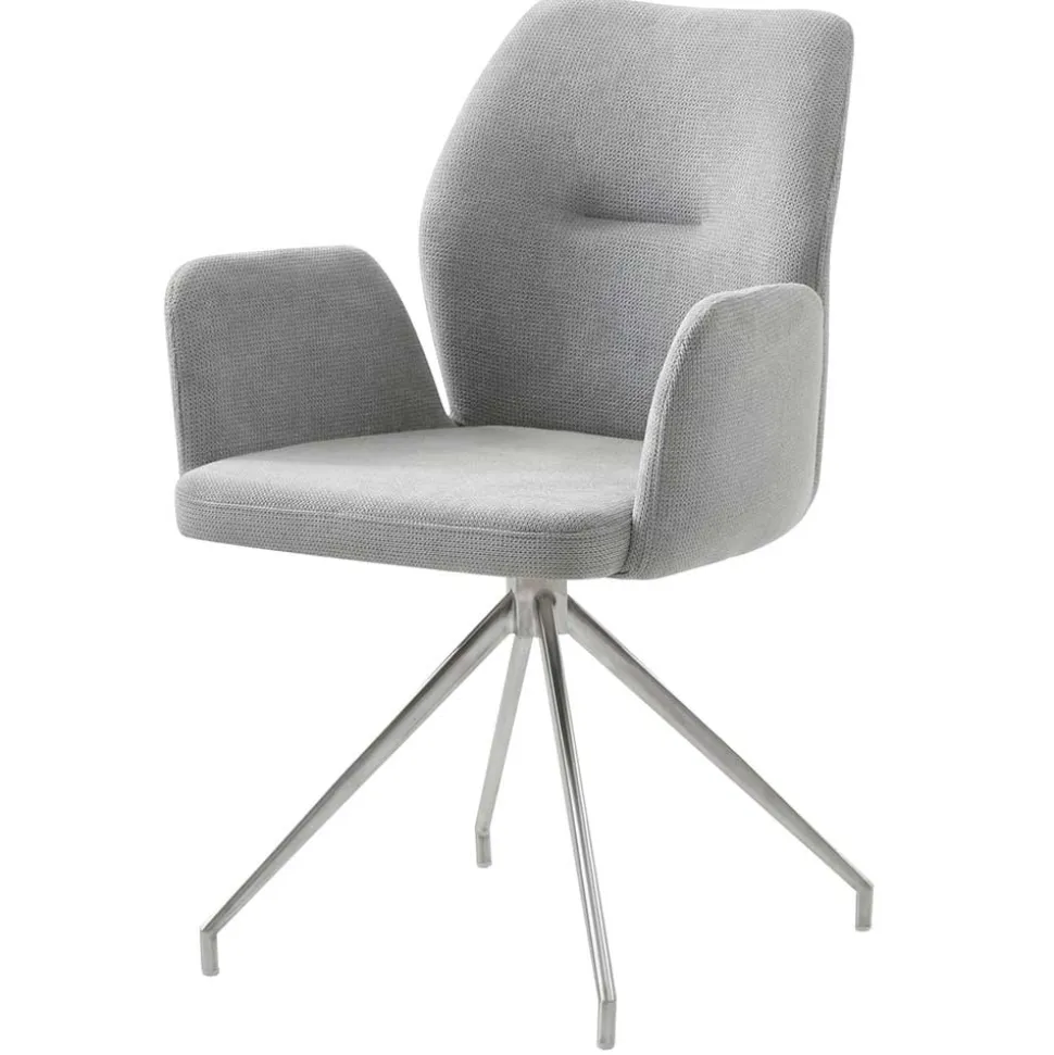 Esszimmer Drehstuhl mit Armlehnen in Hellgrau - Chiety