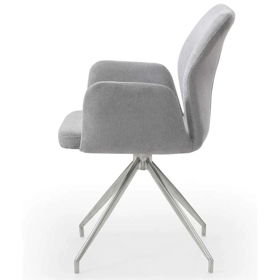 Esszimmer Drehstuhl mit Armlehnen in Hellgrau - Chiety