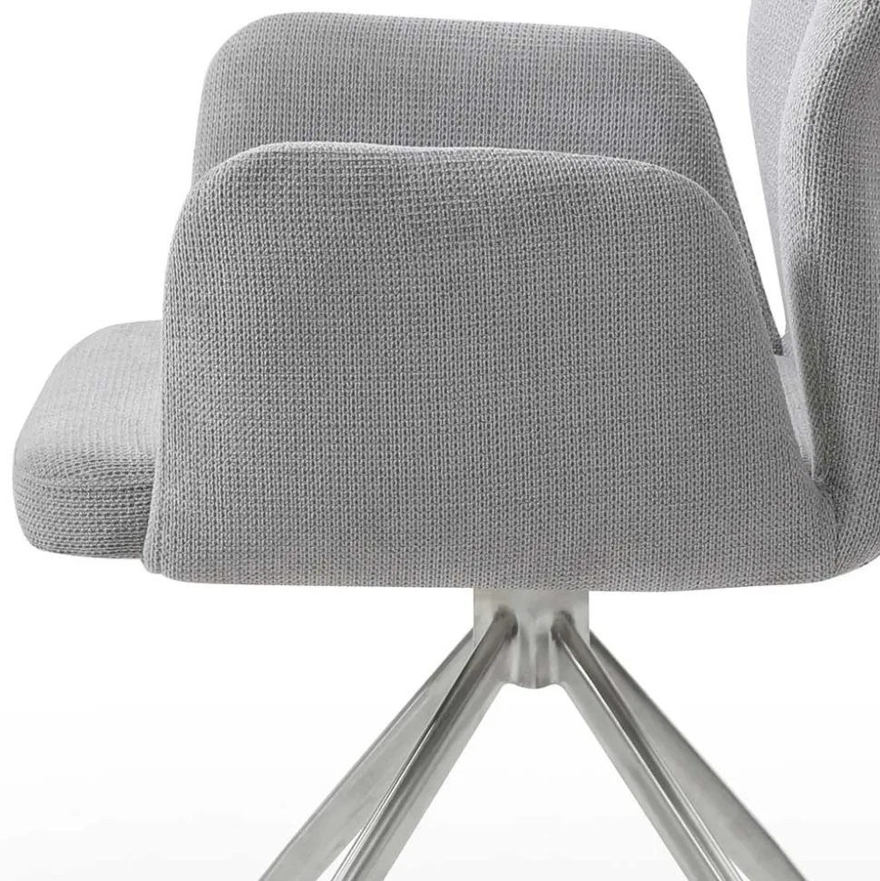 Esszimmer Drehstuhl mit Armlehnen in Hellgrau - Chiety