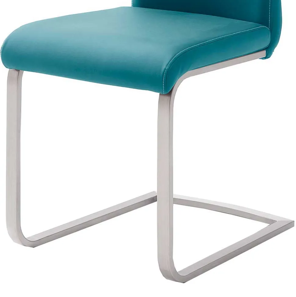 Esszimmer Freischwinger in Petrol Blau Laida Kunstleder (4er Set)