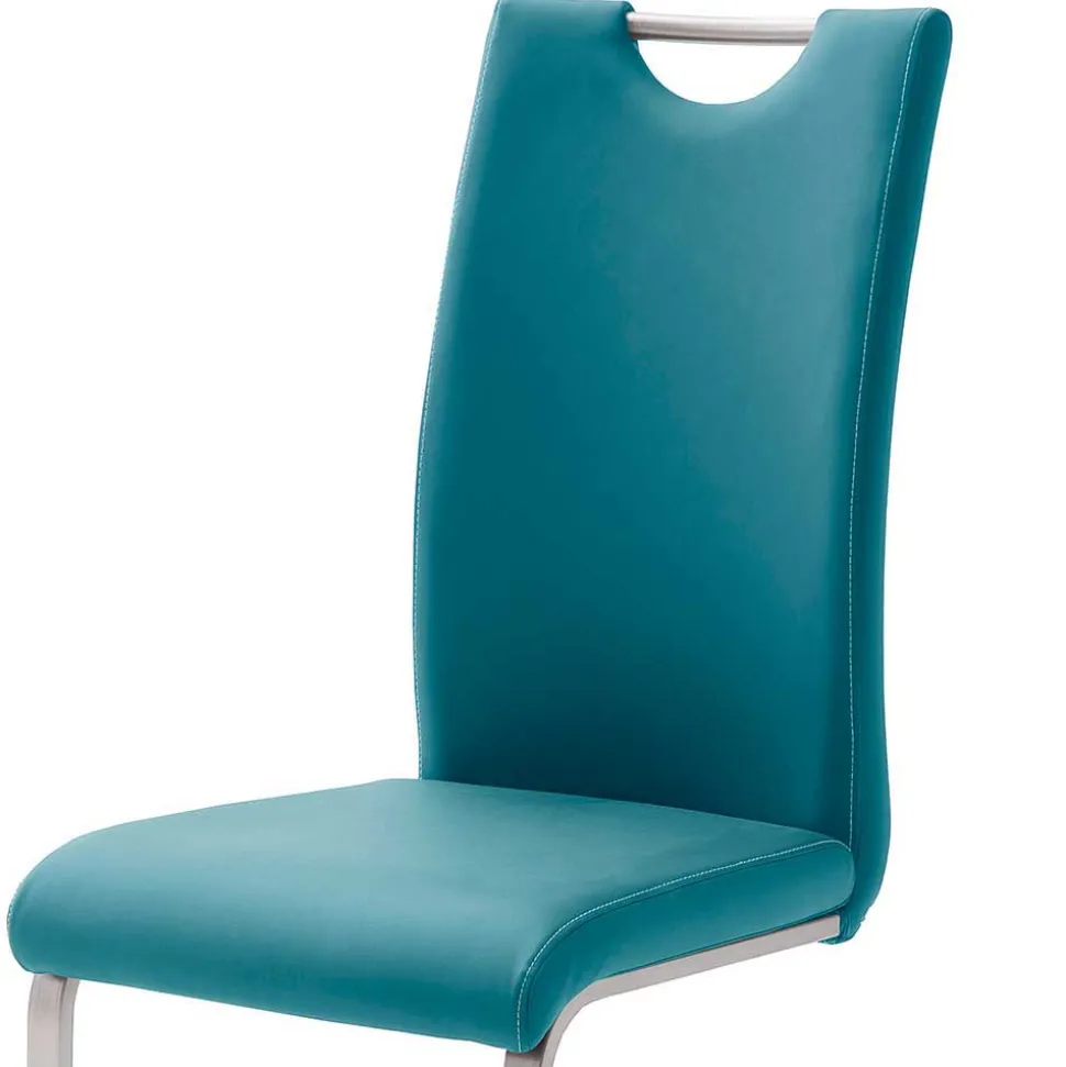 Esszimmer Freischwinger in Petrol Blau Laida Kunstleder (4er Set)