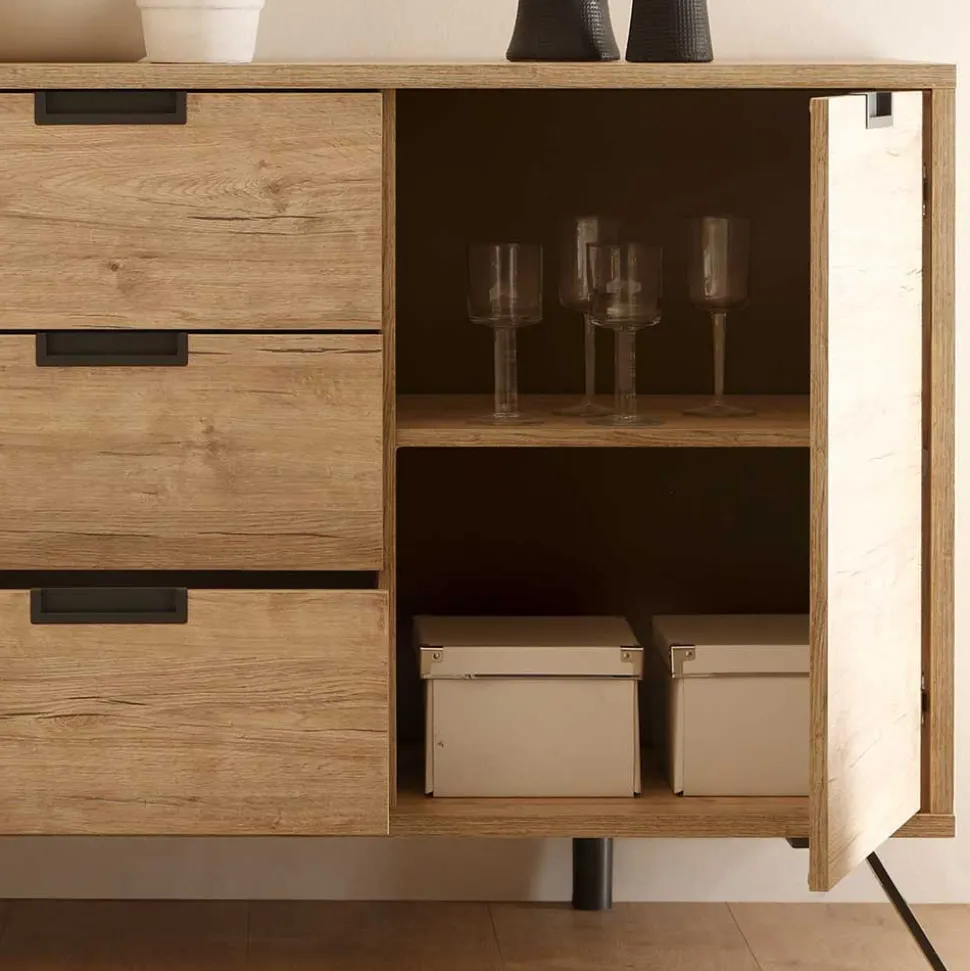 Esszimmer Möbel Set in Eiche - Rodonda (dreiteilig)