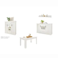 Esszimmer Möbel Set in weißer Holzoptik Pinie - Liancos (vierteilig)