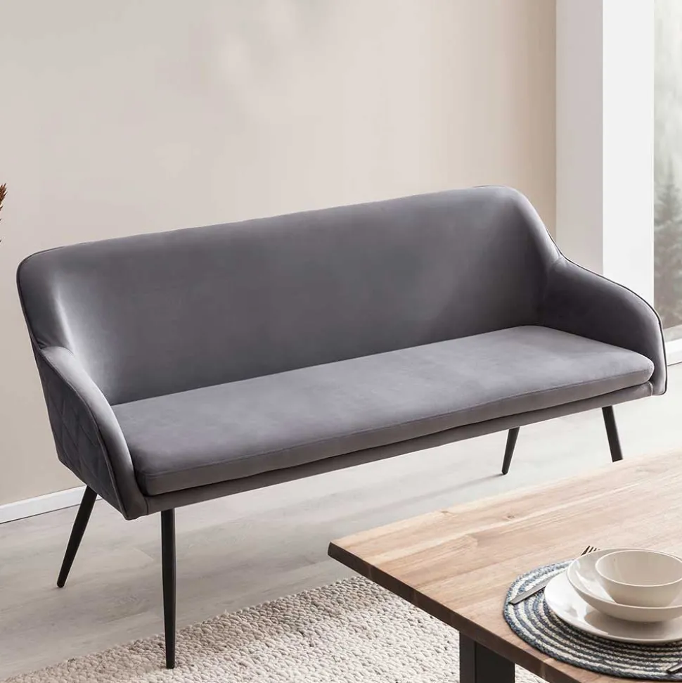 Esszimmer Polsterbank in Grau mit Schwarz - Setta