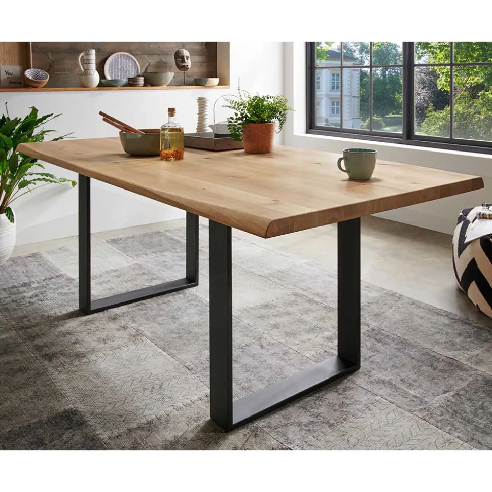 Esszimmer Tisch mit Holzplatte aus Wildeiche - Rouven