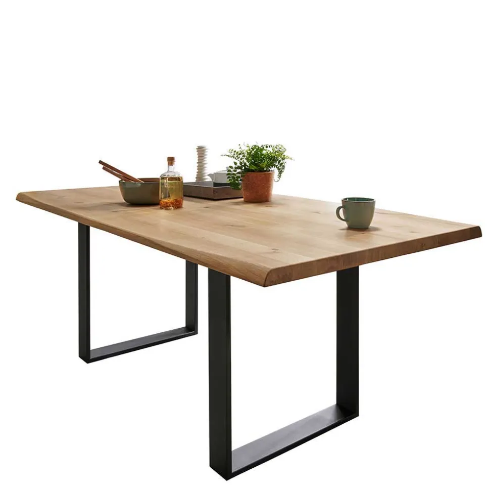 Esszimmer Tisch mit Holzplatte aus Wildeiche - Rouven
