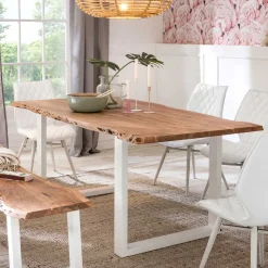 Esszimmer Tisch mit Holzplatte Baumkante - Oking