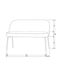 Esszimmerbank in Honigfarben Samt - Labound