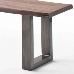 Esszimmerbank in Walnuss Braun mit Altsilber - This