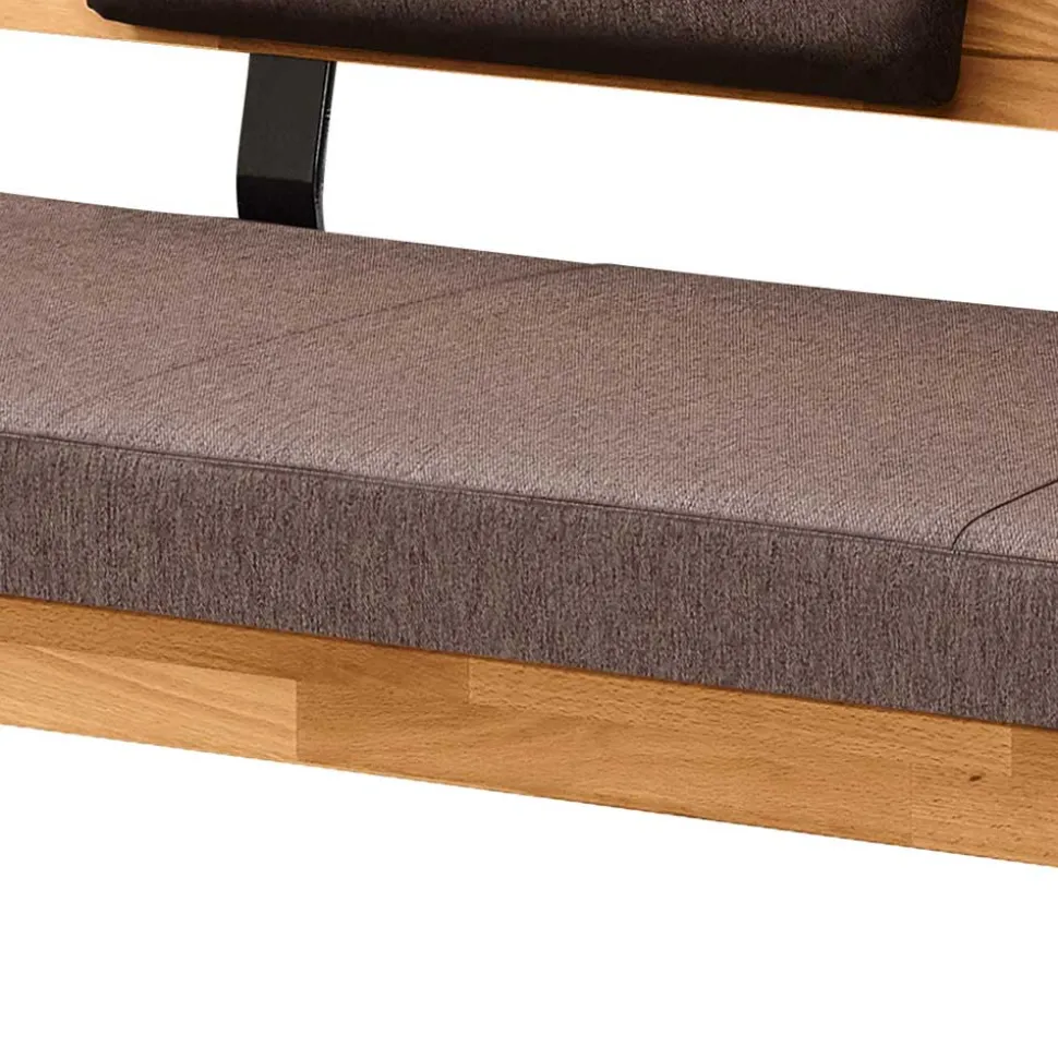 Esszimmerbank mit Rückenlehne in Braun Stoff - Virds