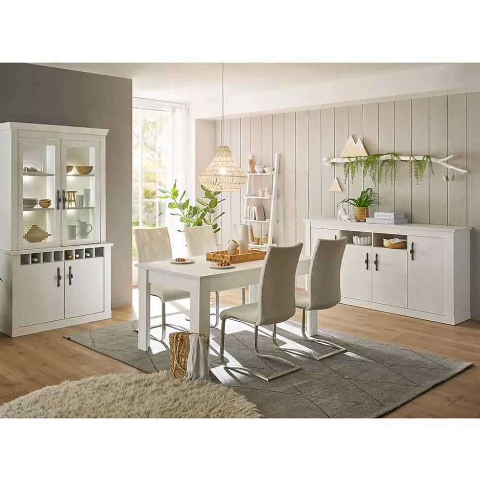 Esszimmereinrichtung in weißer Holzoptik Pinie - Liancos (dreiteilig)