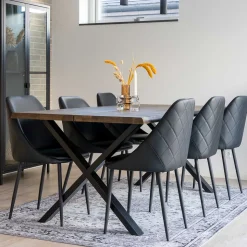 Esszimmergarnitur im Industry und Loft Stil - Ninjos (siebenteilig)