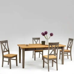 Esszimmergruppe Jytte in Grau Kiefer massiv (fünfteilig)