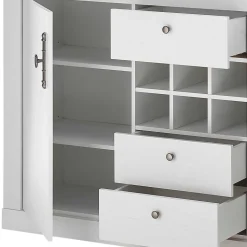 Esszimmermöbel Kombi in weißer Holzoptik Pinie - Liancos (vierteilig)