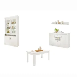 Esszimmermöbel Kombi in weißer Holzoptik Pinie - Liancos (vierteilig)