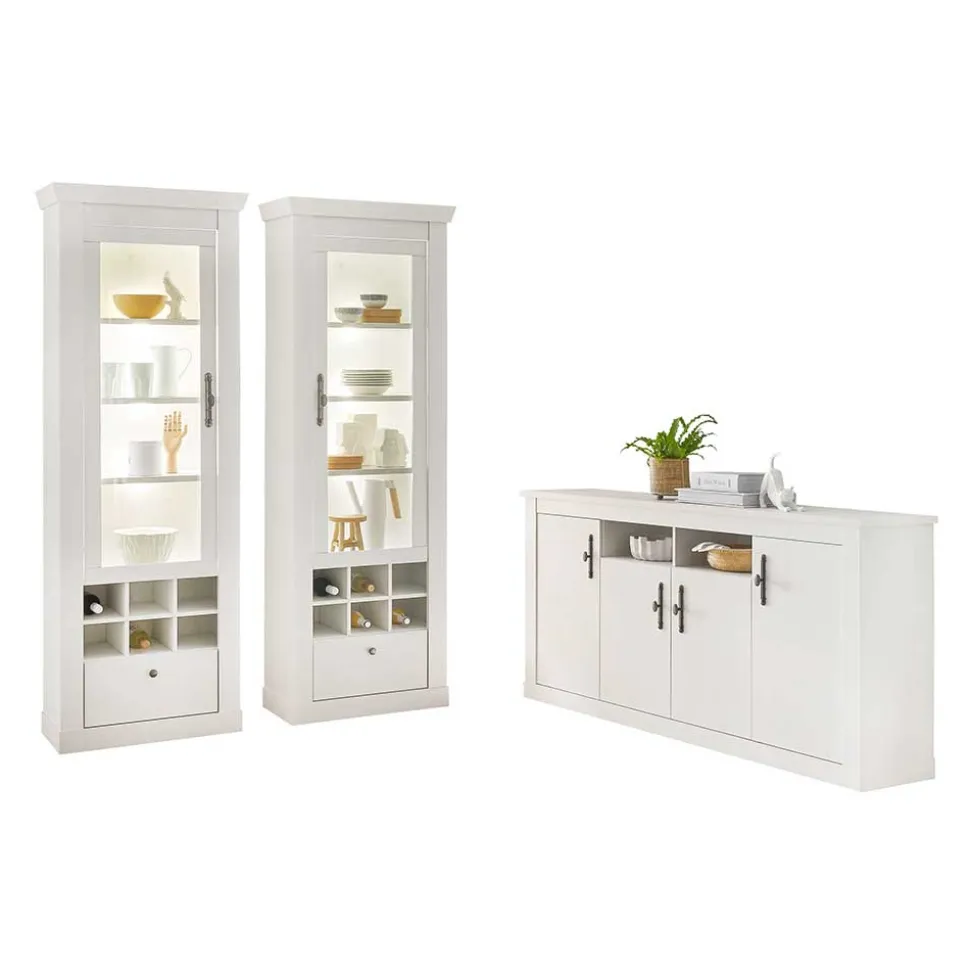 Esszimmerschrank Set in weißer Holzoptik Pinie - Liancos (dreiteilig)