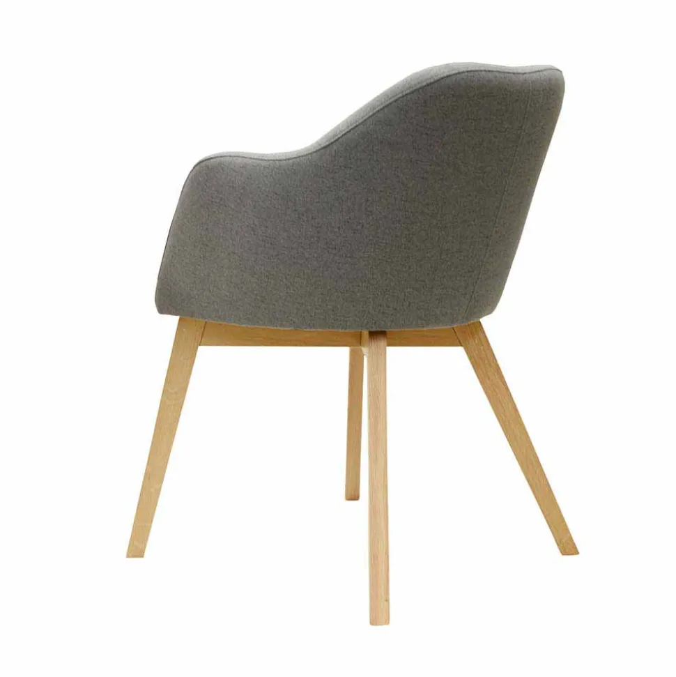 Esszimmersessel mit Stoff in Grau Grosma & Holzgestell Eiche