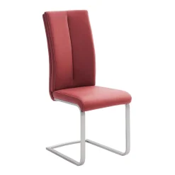 Esszimmerstuhl als Freischwinger in dunklem Rot Lioberta Kunstleder (4er Set)