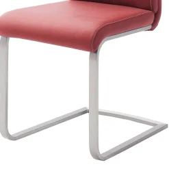 Esszimmerstuhl als Freischwinger in dunklem Rot Lioberta Kunstleder (4er Set)