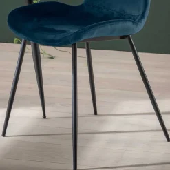 Esszimmerstuhl in Blau Samtbezug - Borgio (4er Set)