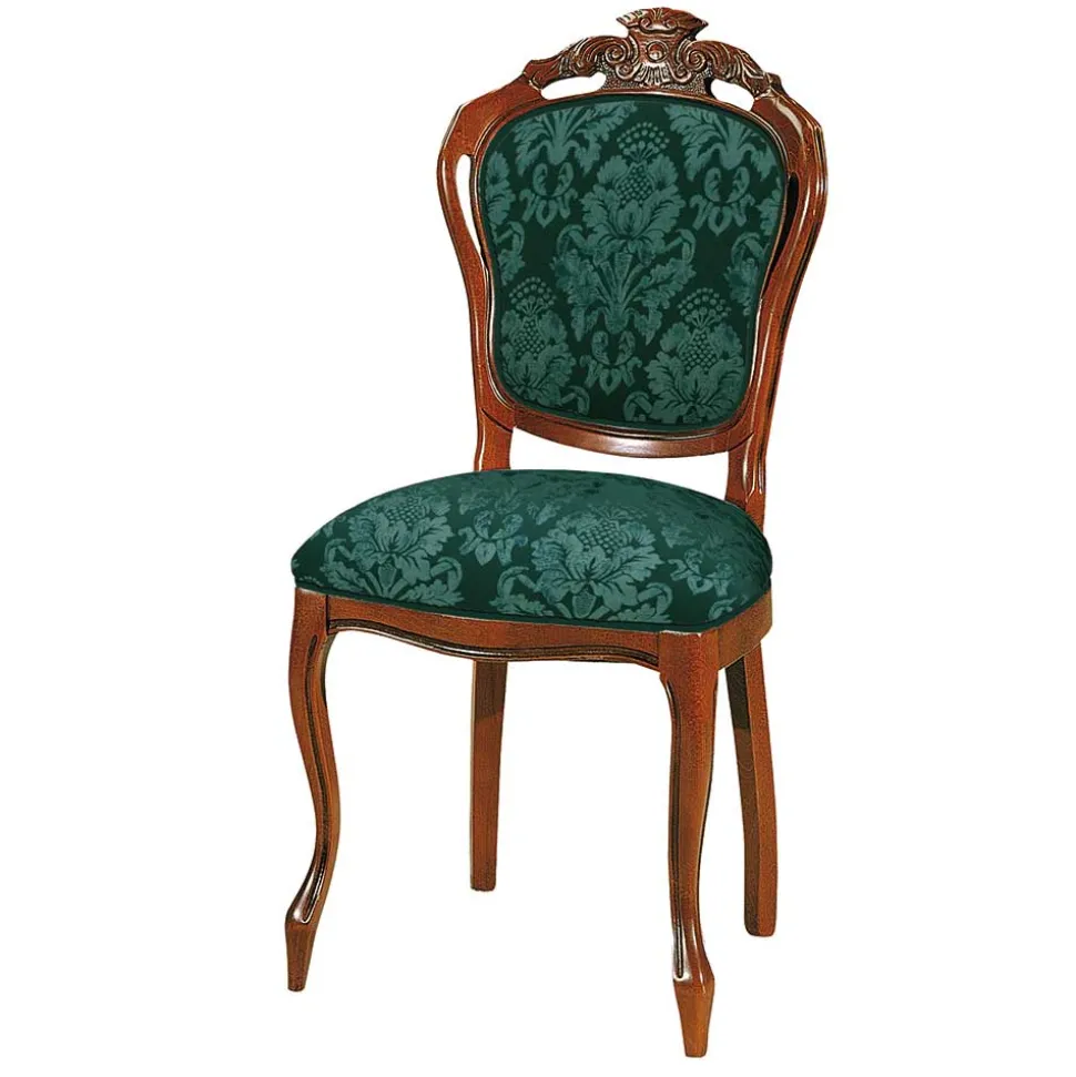 Esszimmerstuhl in Dunkelgrün Ornamentmuster - Vennezo