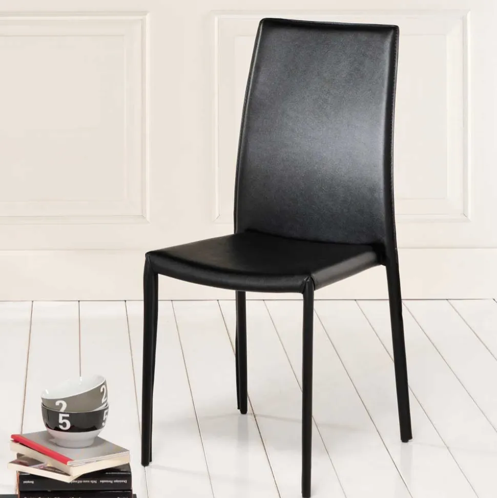 Esszimmerstuhl Luise in Schwarz (4er Set)