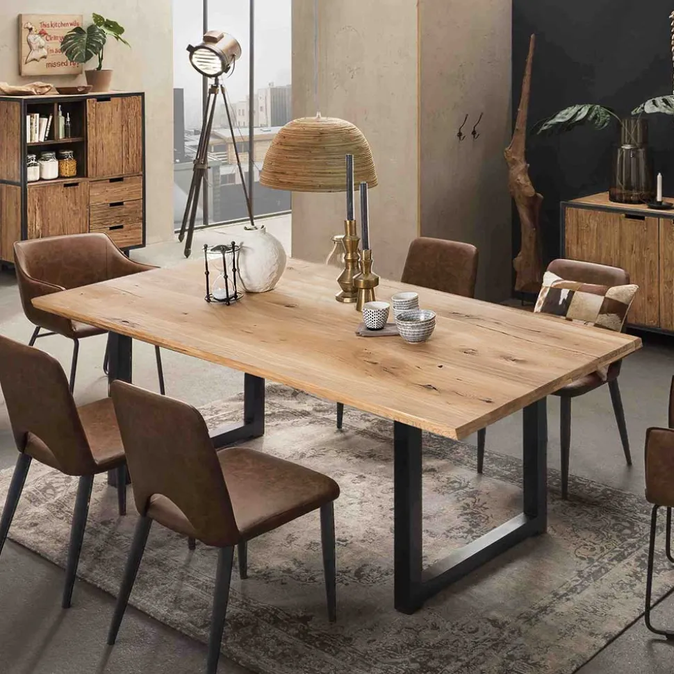 Esszimmertisch aus Wildeiche mit Metallbeinen - Rasita