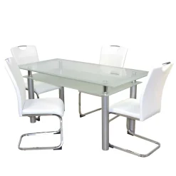 Esszimmertisch mit Glasplatte & Stühle - Chepter (fünfteilig)