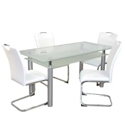 Esszimmertisch mit Glasplatte & Stühle - Chepter (fünfteilig)