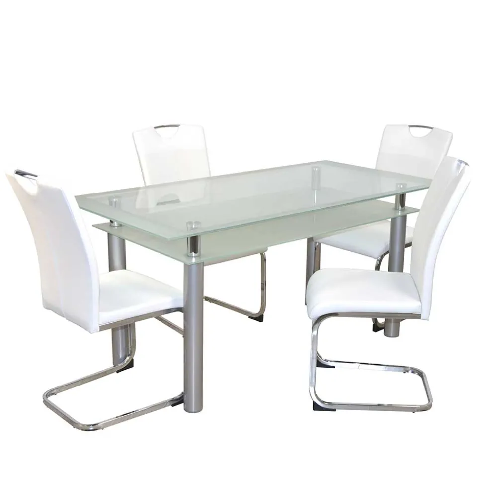 Esszimmertisch mit Glasplatte & Stühle - Chepter (fünfteilig)