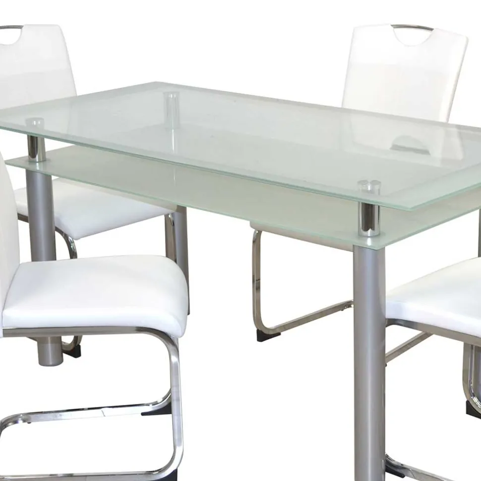 Esszimmertisch mit Glasplatte & Stühle - Chepter (fünfteilig)