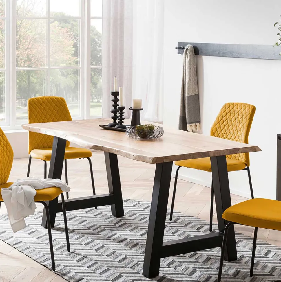Esszimmertisch mit Naturkante und A-Design-Gestell - Viradossa