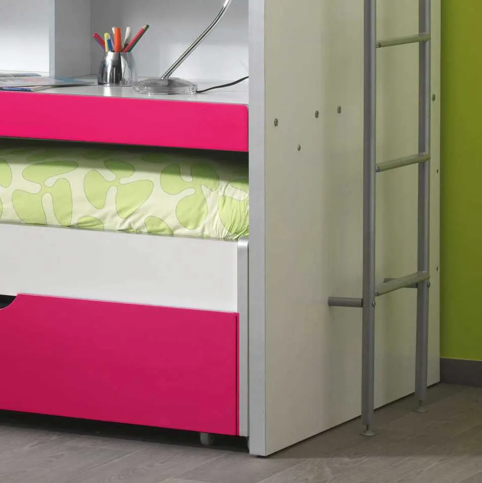 Etagenbett Nina in Weiß-Pink