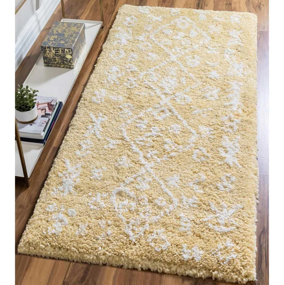 Ethno Läufer oder Teppich in Gelb & Creme - Kareta