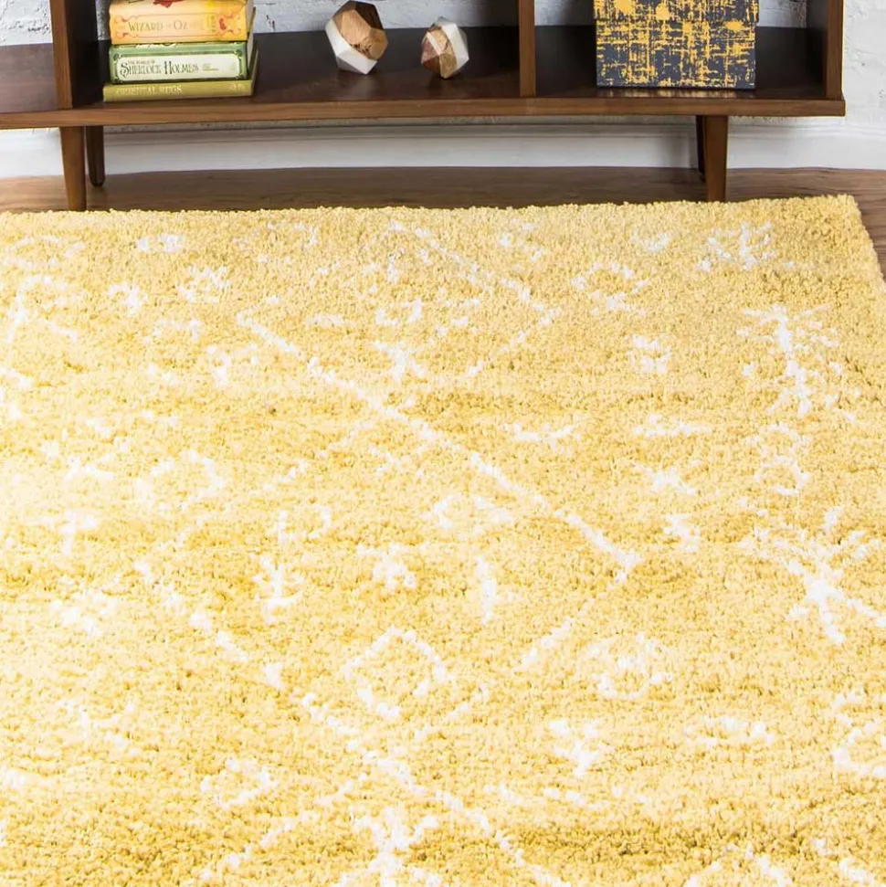 Ethno Läufer oder Teppich in Gelb & Creme - Kareta