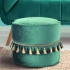 Ethno Style Pouf mit Makramee Quasten Borte - Natsonai