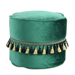 Ethno Style Pouf mit Makramee Quasten Borte - Natsonai