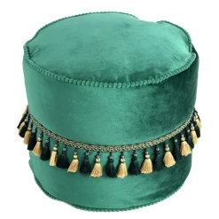 Ethno Style Pouf mit Makramee Quasten Borte - Natsonai