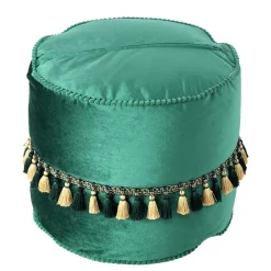 Ethno Style Pouf mit Makramee Quasten Borte - Natsonai