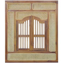 Ethno Style Spiegel aus Teak Holz & Rattan - Vilrada